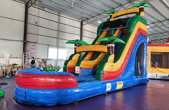 20ft Single Lane Slide with Bounce House